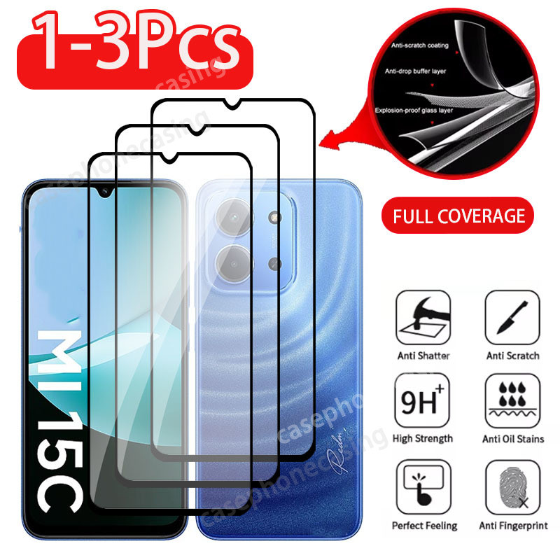 ป้องกันหน้าจอสําหรับRedmi 15 C 15C Redmi15C 4G 5G 2025 ด้านหน้าAnti Scratch 9Hความแข็งคลุมทั้งหมดกระจกนิรภัยใสฟิล์มHDป้องกันฟิล์ม