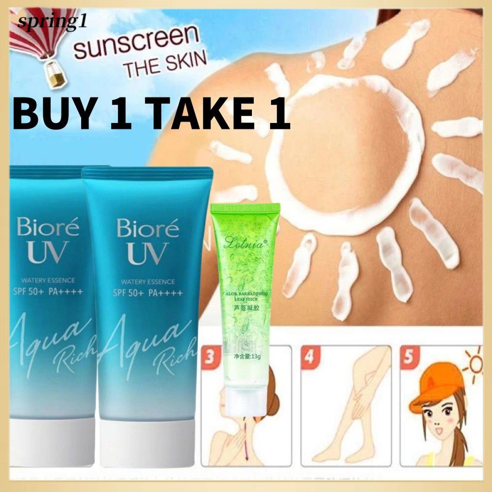 ✨ 【ซื้อ 1 แถม 1】Biore UV Aqua ครีมกันแดดสูตรกันน้ำ ไวท์เทนนิ่ง SPF50 PA ครีมกันแดด ให้ความชุ่มชื้น ปกป้องผิว ไม่เหนียวเหนอะหนะ ปกป้องผิวจากแสงแดดกลางแจ้งยาวนาน ซึมซาบเร็ว (ฤดูใบไม้ผลิ) สินค้า