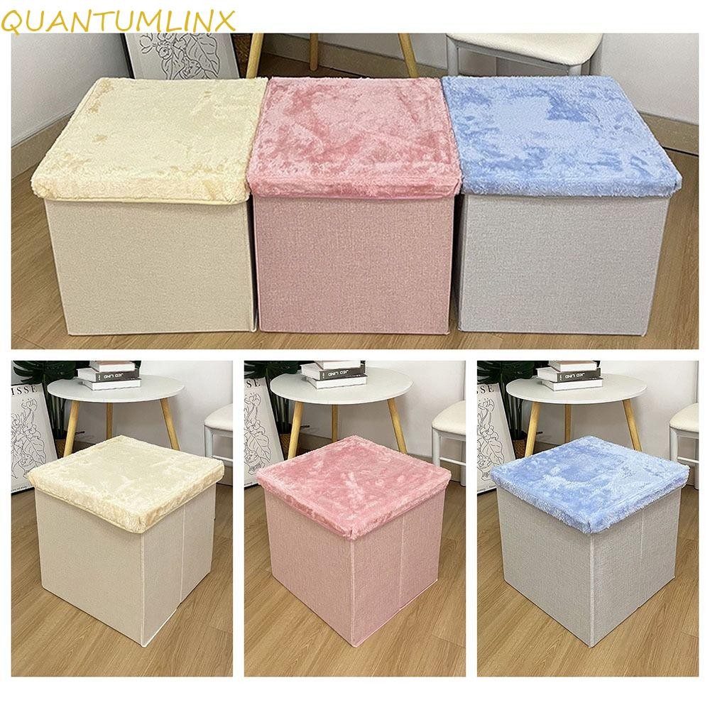 QUANTUML Storage Ottoman, Multi-Functional Folding Design Folding Seat Ottoman,ตกแต่งวัสดุกํามะหยี่ป