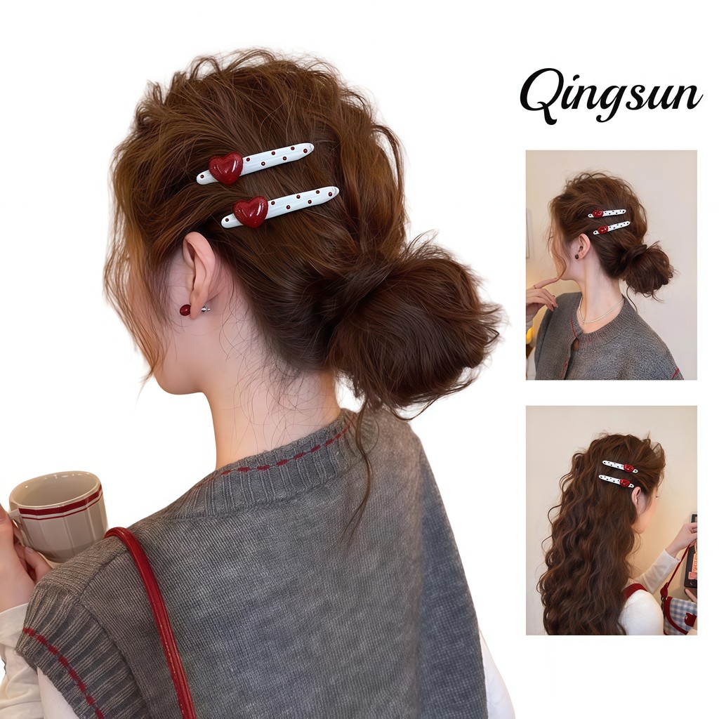 🌻Qingsun   สไตล์เกาหลี กิ๊ฟติดผมลายหัวใจ มี2แบบให้เลือก น่ารักสไตล์เกาหลีมากเกาหลีๆ "VO-50"