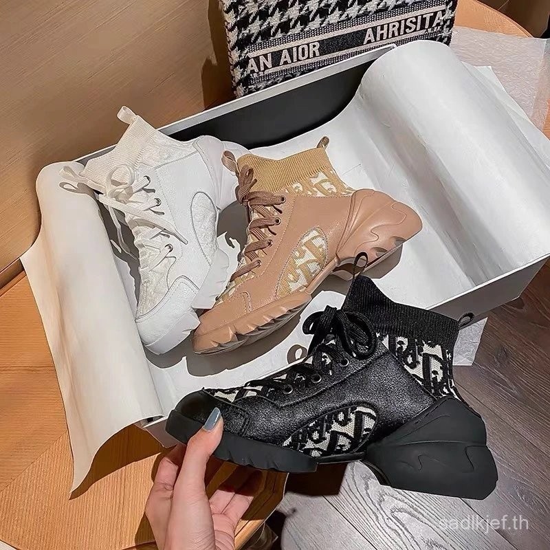 รองเท้าผ้าใบผู้หญิง D Home Old Flower Letter Daddy 2021 แบบ Lac...