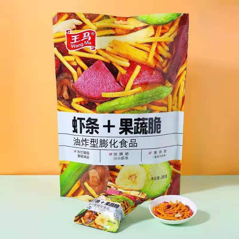 王马虾条果蔬脆锅巴薯片回忆休闲零食办公室小吃大礼包Wang Ma Shrimp Fruit and Vegetable Crispy Crispy Potato Chips Recall Leisur