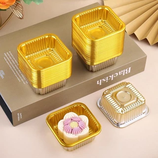 🍰ThaiJoy 🍰 ถาดรองขนม ถาดใส่ขนมถาดรองขนม ถาดขนมไหว้พระจันทร์ (95-100ใบ) กล่องเค้ก ถาดรองขนมไหว้พระจันทร์ ถาด สีทองขนาด 6.5 ซม.สีทอง ถาดใส่ขนม ขนมเค้ก พายสับปะรด ทาร์ต ขนมเปี๊ยะ ถาด