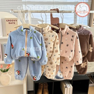 ชุดนอนกันหนาวเด็ก  ชุดนอนแขนยาวขายาว 2 ชิ้น เนื้อผ้าขนแกะหนา…