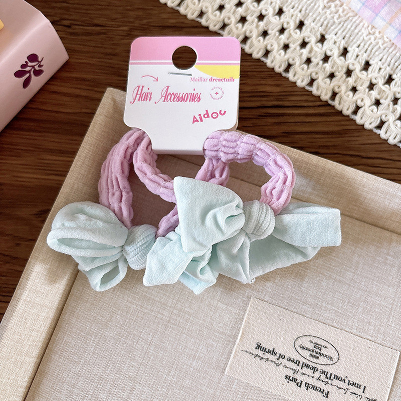 ยางรัดผมแบบยืดหยุ่นสำหรับเด็กผู้หญิง ลายโบว์น่ารัก เพื่อทรงผมประจำวัน - รูปที่ 6