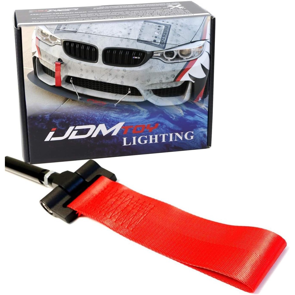 IJDMTOY Track Racing สไตล์สีแดง Tow Strap ใช้งานร่วมกับ BMW 1 3 5 Series X5 X6 & MINI Cooper (E36 E3