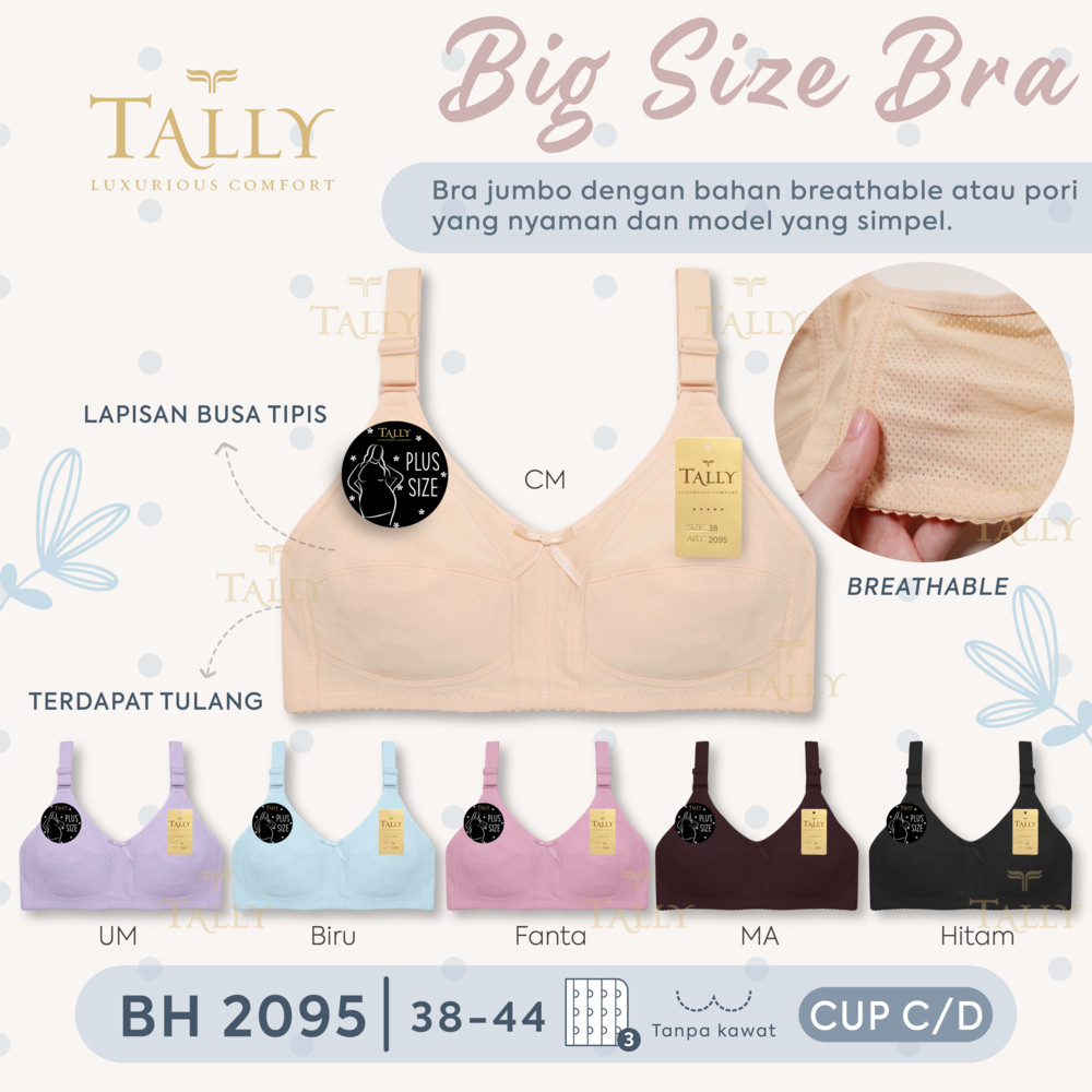 KATUN TALALY BRA BH 2095 | POROUS COTTON MATERIAL I SIZE 38-44 I CUP C/D | ถ้วยเต็ม | ไม่มีลวด | ไม่