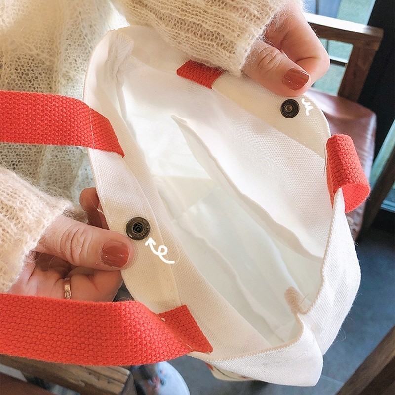 CMUSIC กระเป๋าถือ กระเป๋าผ้า กระเป๋าช้อปปิ้งขนาดใหญ่ ลายการ์ตูนจุของได้เยอะ เหมาะสำหรับนักเรียนและสุภาพสตรี - รูปที่ 5