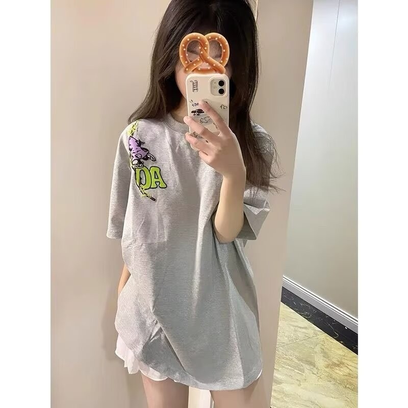 2025 NEW 2025 Regular Shoulder Short Sleeve T-Shirt 2024 New Summer Design Sense Niche American Styl