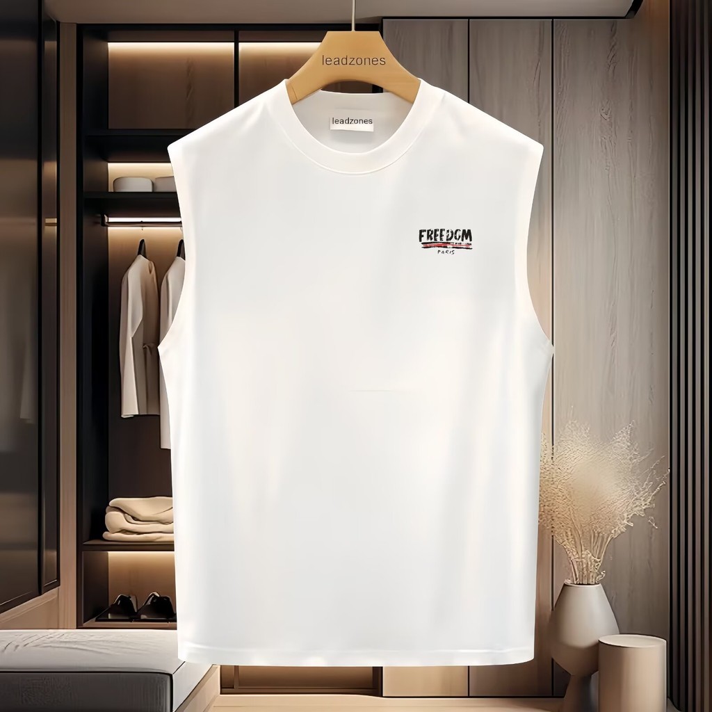 2025 NEW 2025 Trendy Summer Vest for Men 2025 New American Style Loose Round Neck Sleeveless T-Shirt