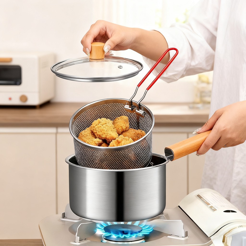 KOALA MINI Fryer หม้อกรอง Home KITCHEN Multi-Function  สแตนเลสสตีลน้ํามันทอดเครื่องใช้ในครัวเรือน - รูปที่ 2