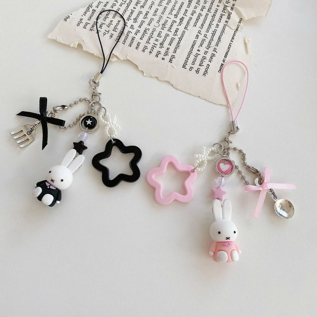 Miffy พวงกุญแจ Charm จี้กระต่ายน่ารัก | อุปกรณ์เสริมกระเป๋าสุนทรียศาสตร์ Y2K | ของขวัญพวงกุญแจรถสําหรับเด็กผู้หญิง | พิ้งกี้ฮาเวน