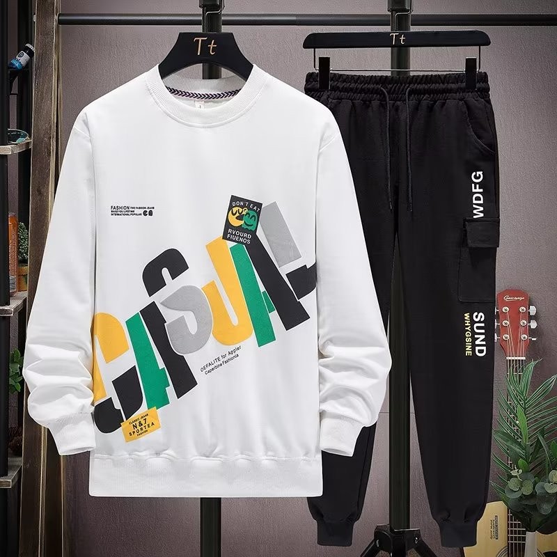 2025 NEW 2025 Youth Trend Straight-Leg Men's Autumn Sweatshirt Round Neck New Fashion Casual Stylish