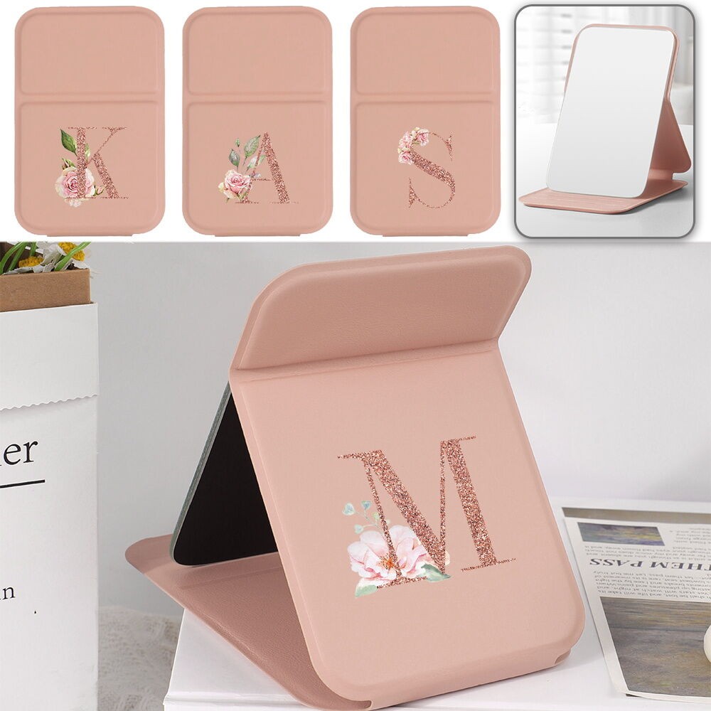 ของขวัญแฟนพับกระจกแต่งหน้าสี่เหลี่ยมกระจกโต๊ะเครื่องแป้งเครื่องสำอางโต๊ะเครื่องแป้งกระจกพ็อกเก็ตลายสีโรสโกลด์