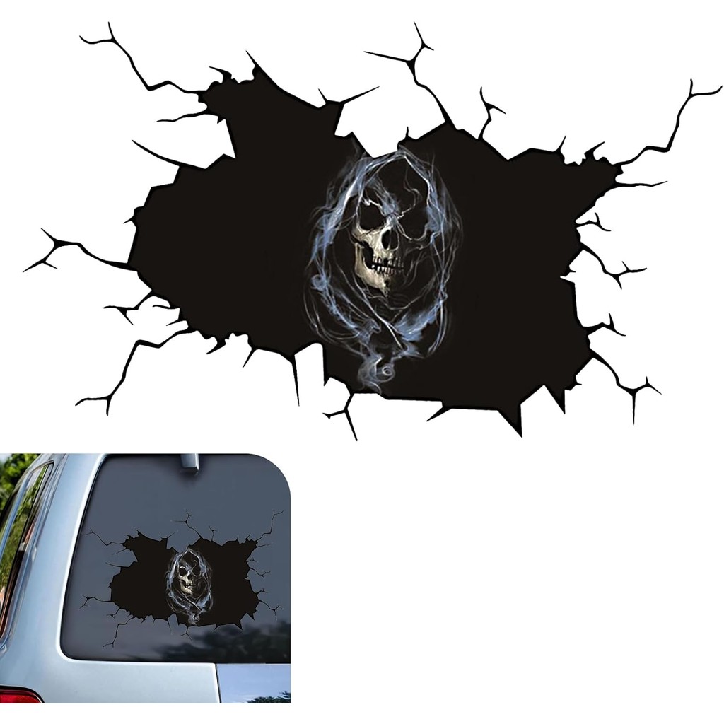 1 PC รถ Skull สติกเกอร์, 15.75 "x 11.81 "3D เงียบสยองขวัญ Grim Reaper Ghost รถหน้าต่าง Decal, ฮาโลวี