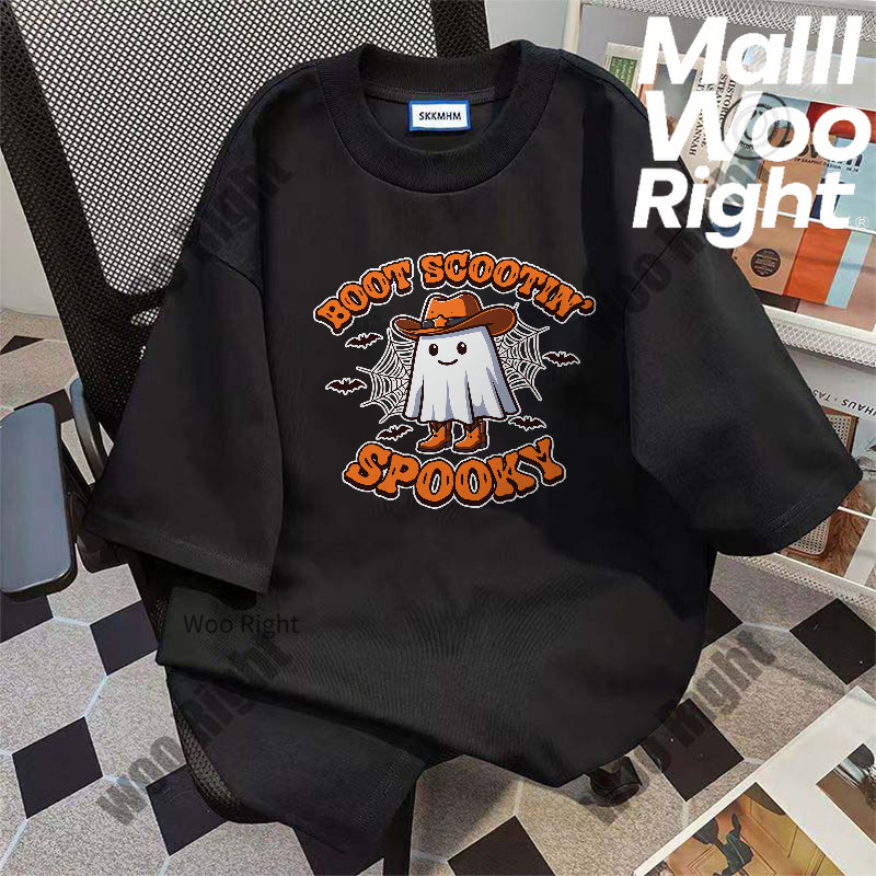 จัดส่งตลอด 24 ชั่วโมง Woo Right Halloween แฟชั่นใหม่! เสื้อOversize Halloweenสำหรับผู้ชาย COD เสื้อส