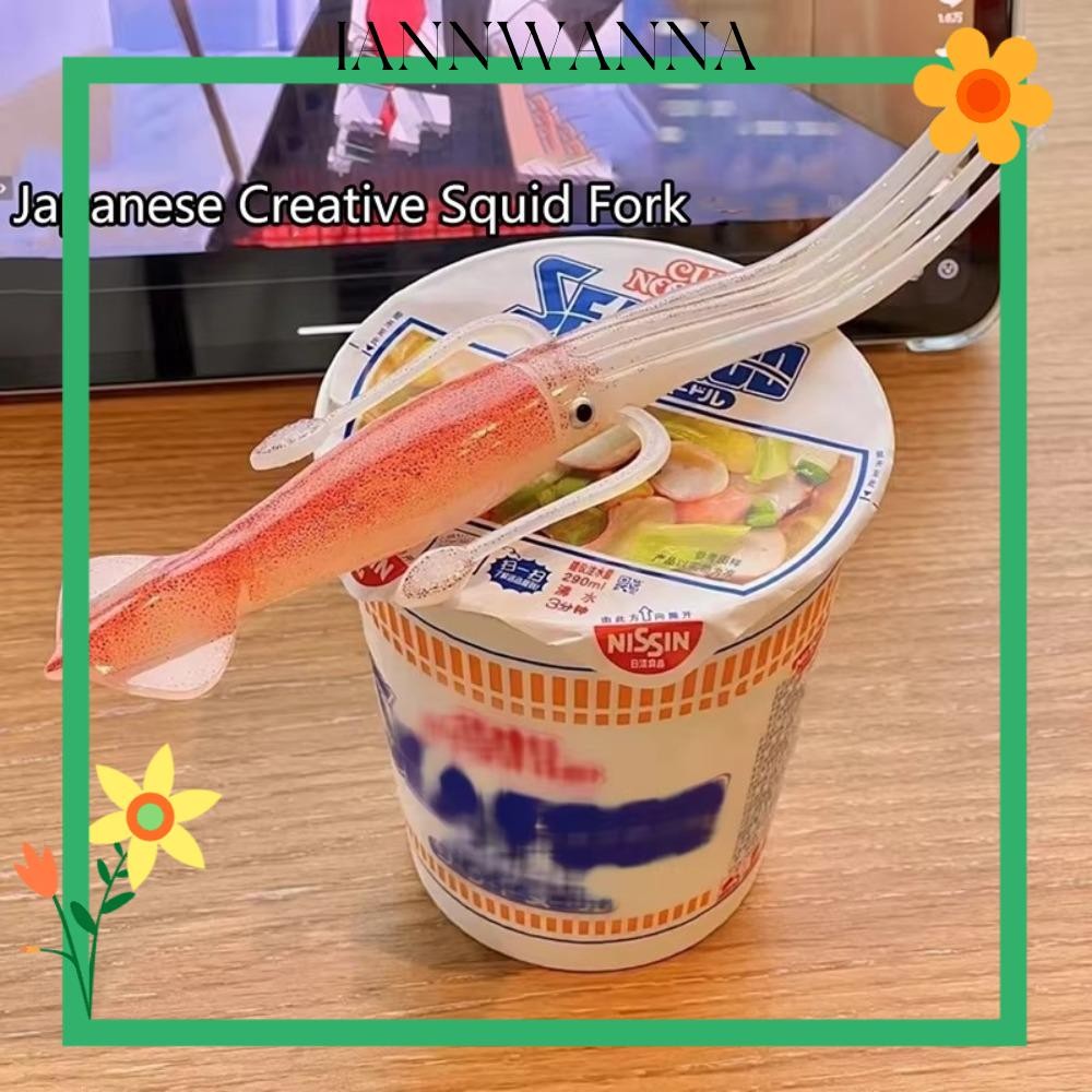 IANNWNA Octopus Noodle Fork, 3-in-1 Heat-Resistant Food Picks, Funny Squid-Shaped Portable Cooking T