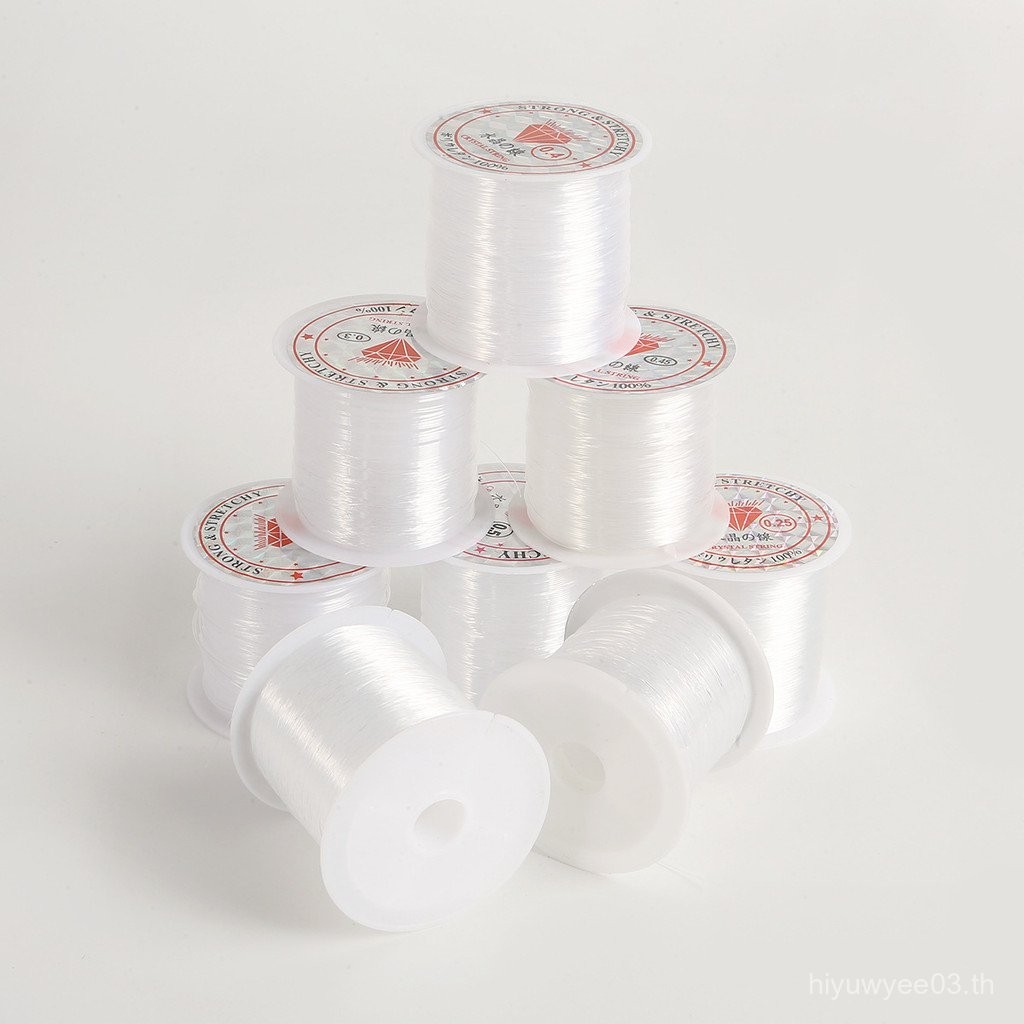 0.2-0.8 มม.ถักไขลานคริสตัลสายตกปลาโปร่งใสพู่ไม่ยืดแหวนลูกปัดข้าว diy สร้อยคอ E18 THP9