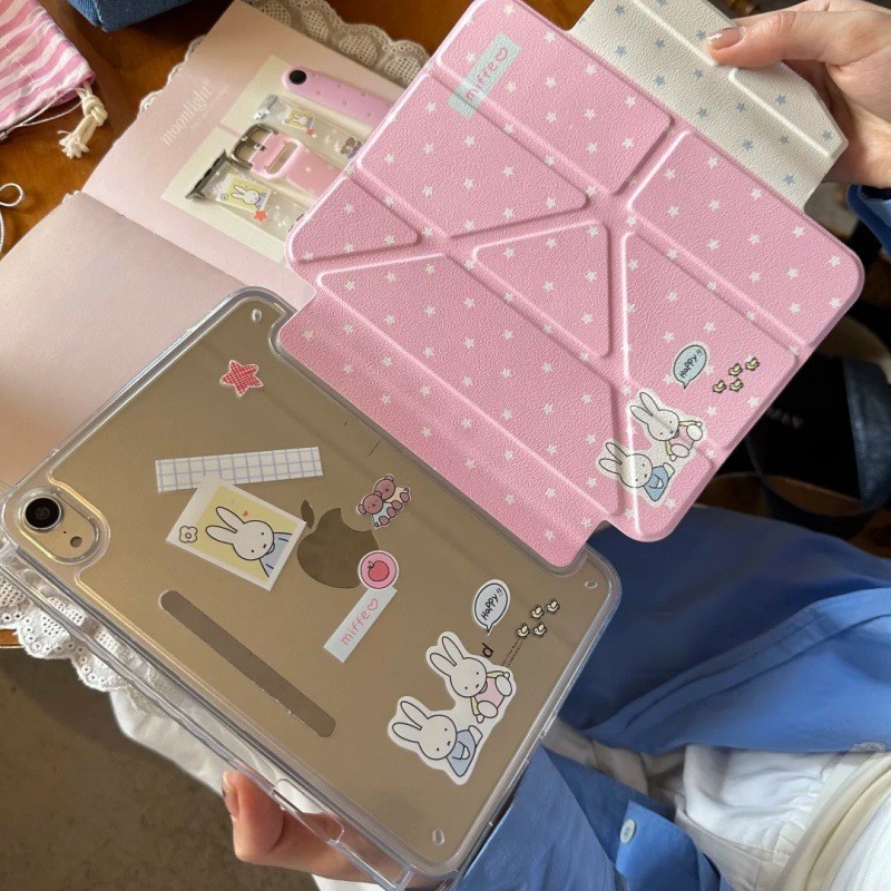 【Good Luck】เคสไอแพด กันกระแทก การ์ตูนการ์ตูน Miffy กระต่าย iPad air4/5 แท็บเล็ตป้องกันกรณี mini6 น่ารัก pro2024 พร้อมช่องเสียบปากกา 10th Generation 37 ซม.สไตล์ญี่ปุ่นเกาหลี 11th Generation iPad gen 10 กรณี air5 iPad air 6 iPad 10.2 นิ้ว Pro2024 iPad mini7