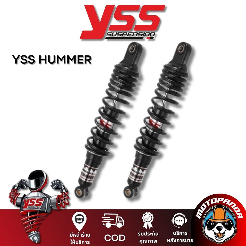 โช๊คหลัง YSS HUMMER สูง 340 mm. แกนดําสปริงดํา  โช้ค YSS แท้ โช๊คมอไซค์ แท้ 100%
