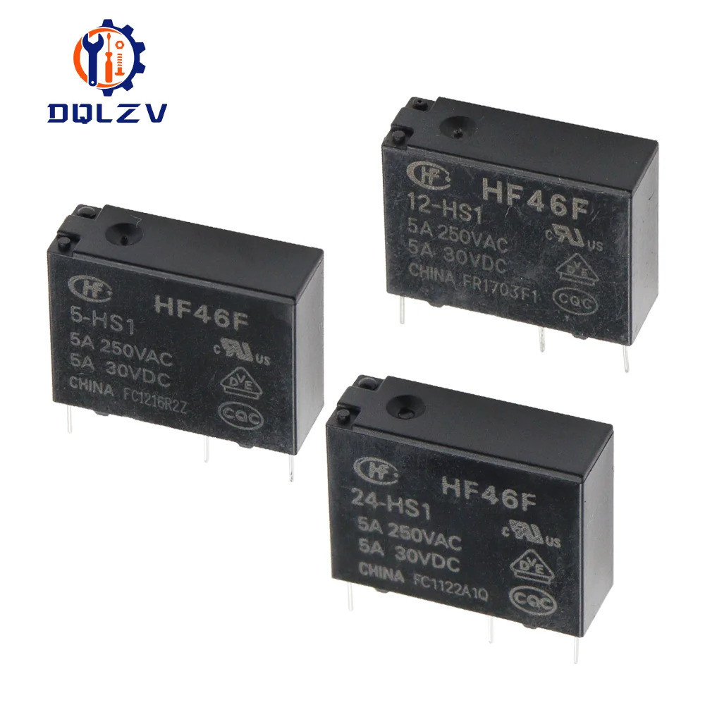 5PCS 5A 4Pin HF46F-5-HS1 HF46F-12-HS1 HF46F-24-HS1 Power Relay A ปกติเปิด 5 V 12 V 24 V DC 5A 250VAC
