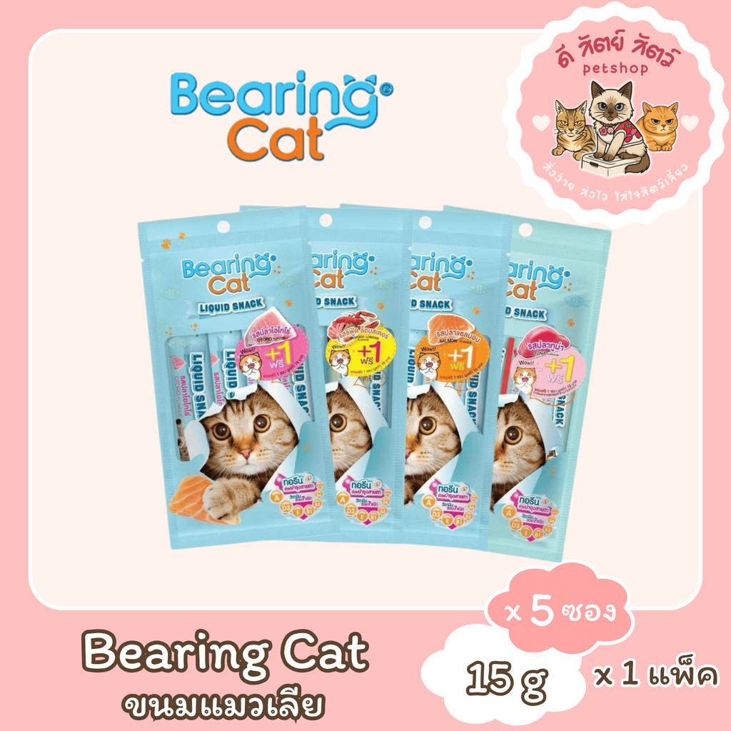 BEARING Cat Liquid Snack ขนมแมวเลีย มนต์เรียกแมว อาหารแมว (15gx5ซอง)