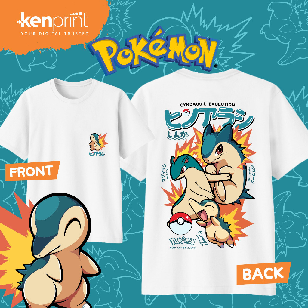 เสื้อยืดโปเกม่อน ออกแบบตามตัวละครPsyduckและควิลาวา เสื้อไมโครไฟเบอร์