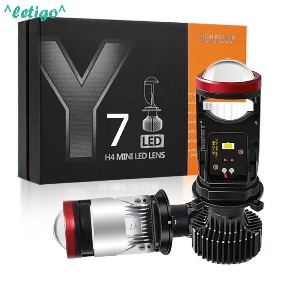 [LETIGO] หลอดไฟ LED H4, Y7D Mini Lens Bi Canbus, 6500K High Low Beam Turbo Fan Auto Car Lamps Far an