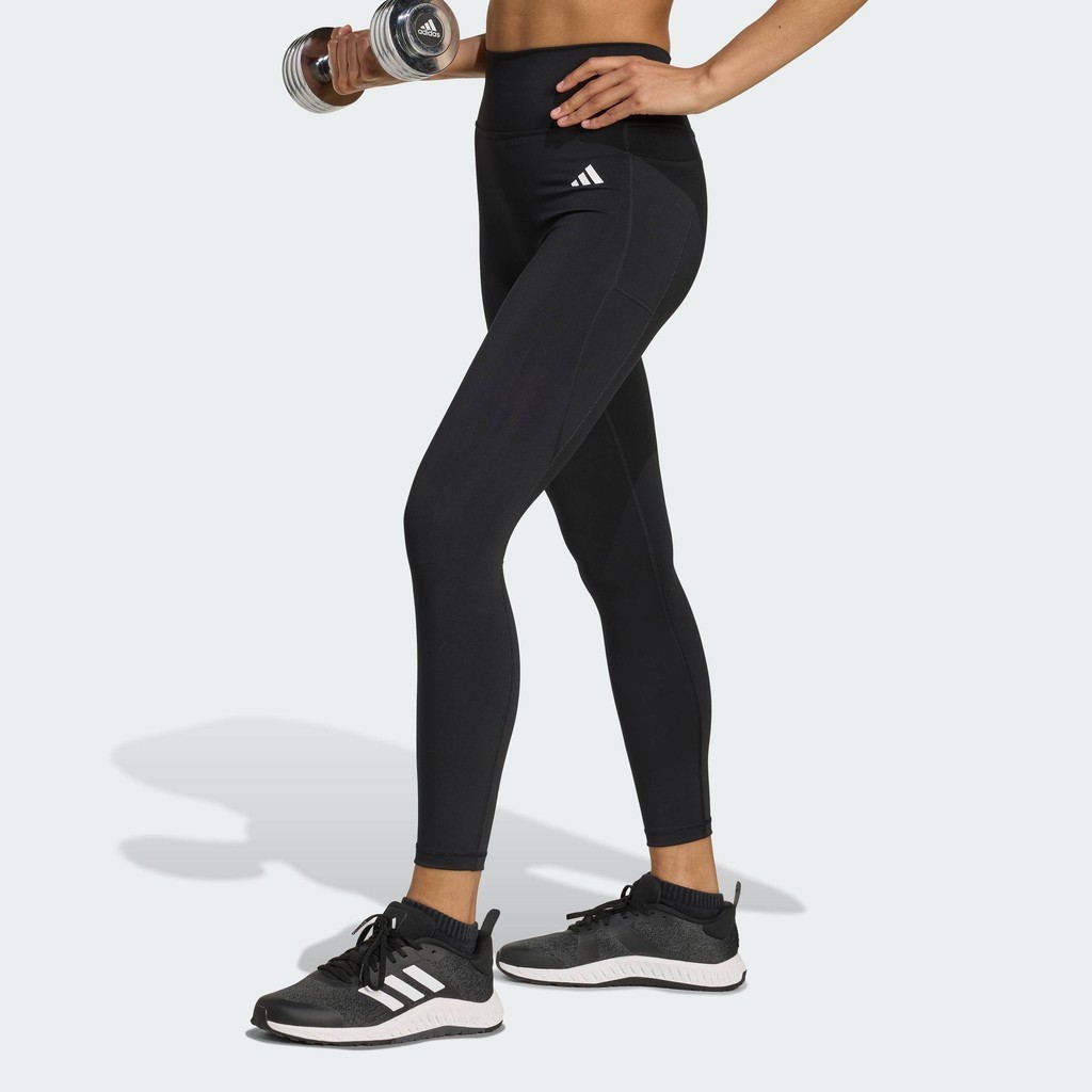 adidas Gym & Training กางเกงรัดรูปเจ็ดส่วนตะเข็บหน้าเรียบ Optime Essentials ผู้หญิง สีดำ JY4815