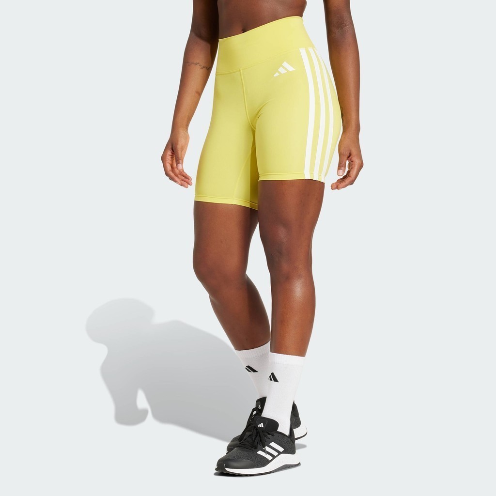 adidas Gym & Training & Yoga Optime Essentials 3-Stripes Short Leggings Women Yellow JD6538