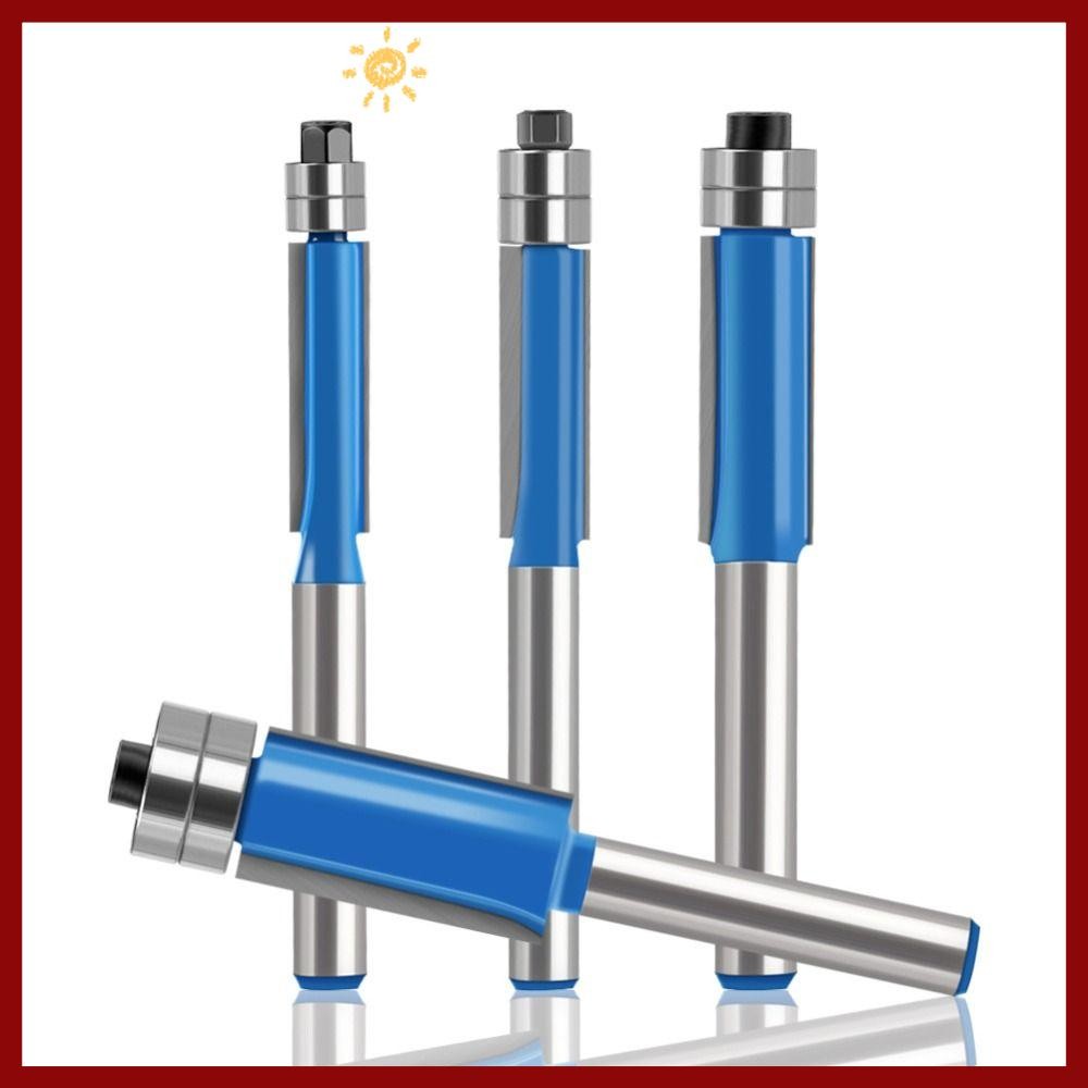 PTKFPT09 Router Bit,คาร์ไบด์ 6MM Shank Milling Cutter, ทนทานแบริ่งคู่ Flush Trim Bit เครื่องมืองานไม