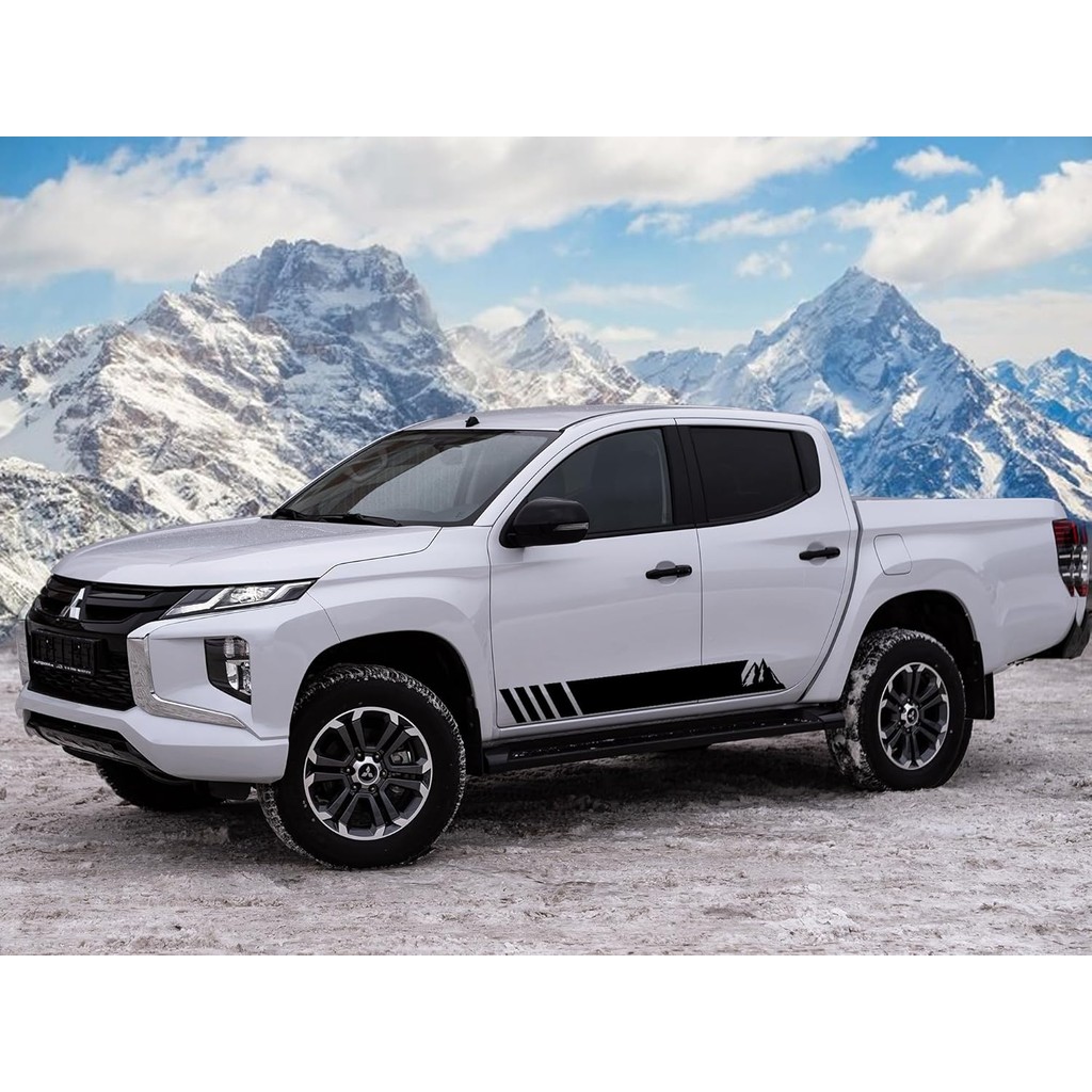 แพ็ค 2 Mountains Forest สติกเกอร์กราฟิกสีดํา Decal สําหรับรถยนต์หรือรถบรรทุก 78.7 x 3.5 นิ้ว - Body 