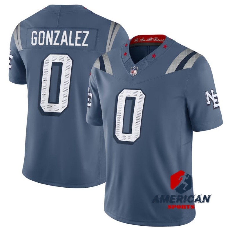 เสื้อทีม Patriots สี.Blue ของ Christian Gonzalez สำหรับผู้ชาย