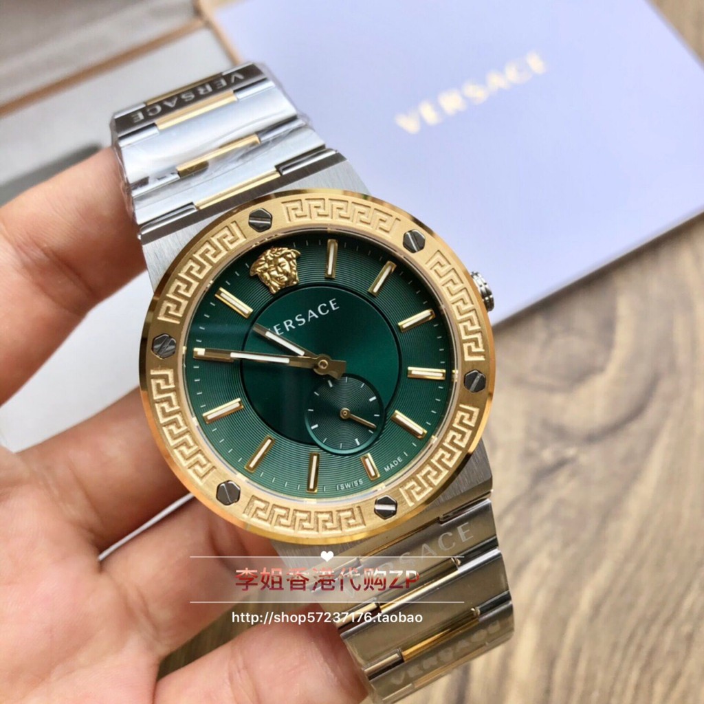 Daigou Versace/Versace นาฬิกาผู้ชายธุรกิจนาฬิกาคู่แฟชั่นนาฬิกาข้อมือควอตซ์สายเหล็กกันน้ํานาฬิกาผู้หญ