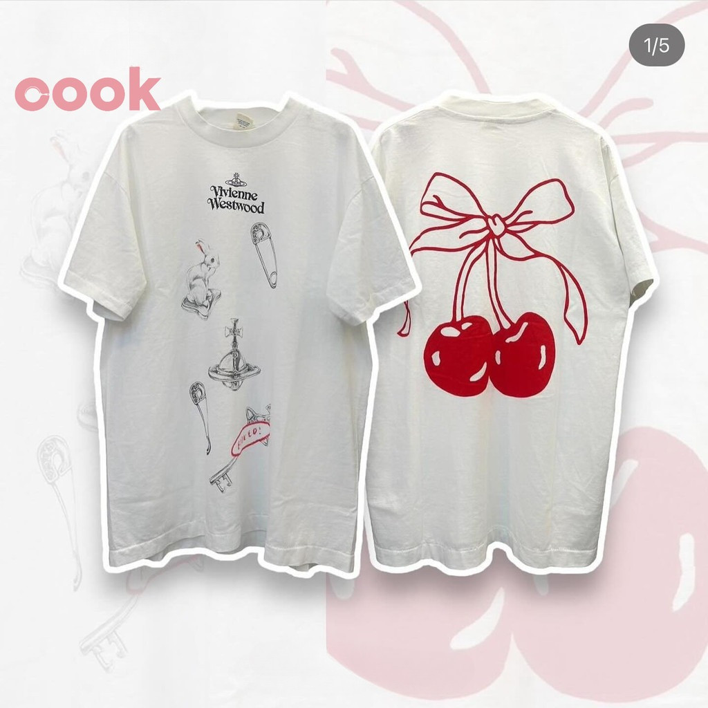 เกาหลี ผู้หญิง เสื้อยึด เสื้อน่ารัก เสื้อขาว เสื้อ oversize ผลิตจากผ้าฝ้าย 100% พิมพ์ลาย vivienne westwood #4
