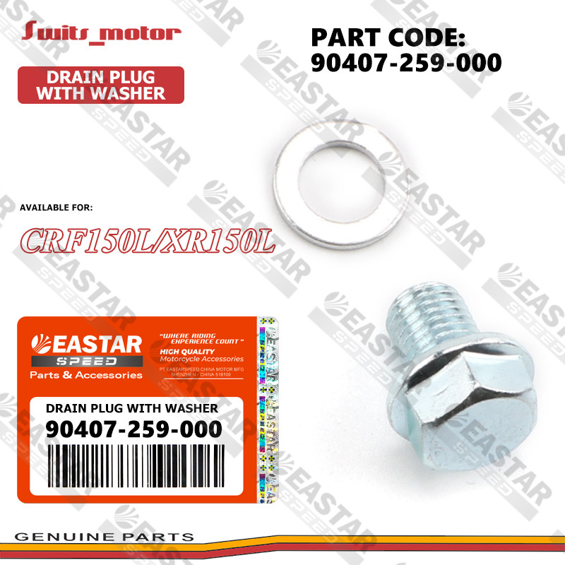 MOTORCYCLE PARTS ปลั๊กถ่ายน้ํามันเครื่องพร้อมเครื่องซักผ้า CRF150L/XR150L 90407-259-000