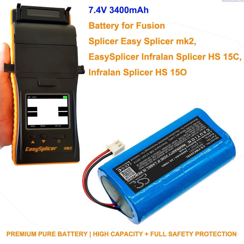 2026 เปลี่ยน 7.4V 3400mAh แบตเตอรี่ Li-ion RR201021 สําหรับ Fusion Splicer Easy Splicer mk2, Splicer