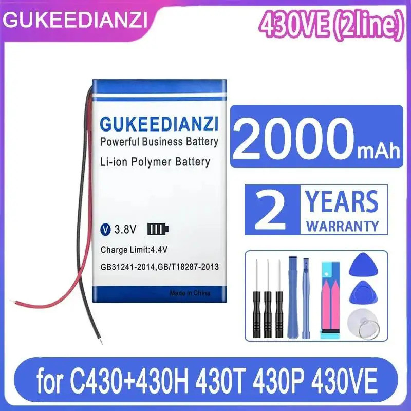 Premium Replacement Fit สําหรับ C430+430H 430T 430P 430VE 454060 แบตเตอรี่ 2 สาย 2000มะห์