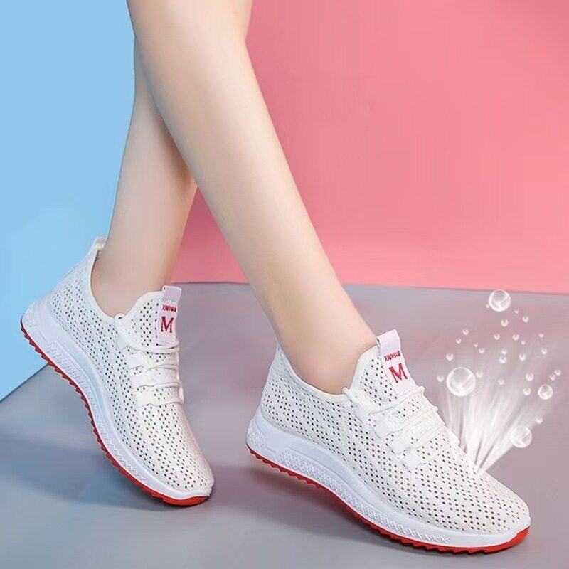 รองเท้า skechers ผู้หญิง ฟุตบอล ผ้าสไตล์ปักกิ่งรุ่นใหม่เดินสบายสำหรับผู้หญิงออกกำลังกายพื้นนิ่มกันลื
