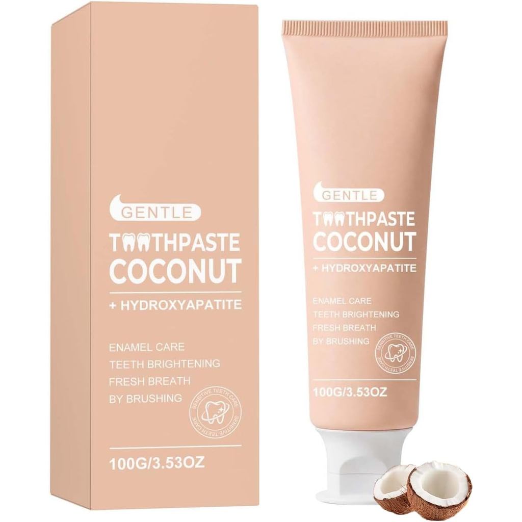 Whitening Toothpaste with Coconut Oil, Baking Soda Toothpaste, Enamel Strengthening, Deep Cleanse, R