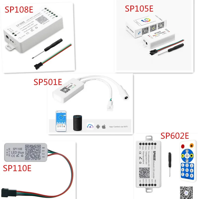WS2812B ตัวควบคุมแถบ Led; บลูทูธ SP105E SP110E;Wifi SP108E SP548E;Music SP107E SP601E WS2811 SK6812 