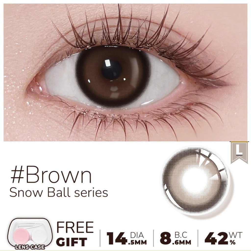 [0.00~4.00] UYAAI คอลแทคเลนส์ Snow Ball series Brown Gray 14.5mm monthly