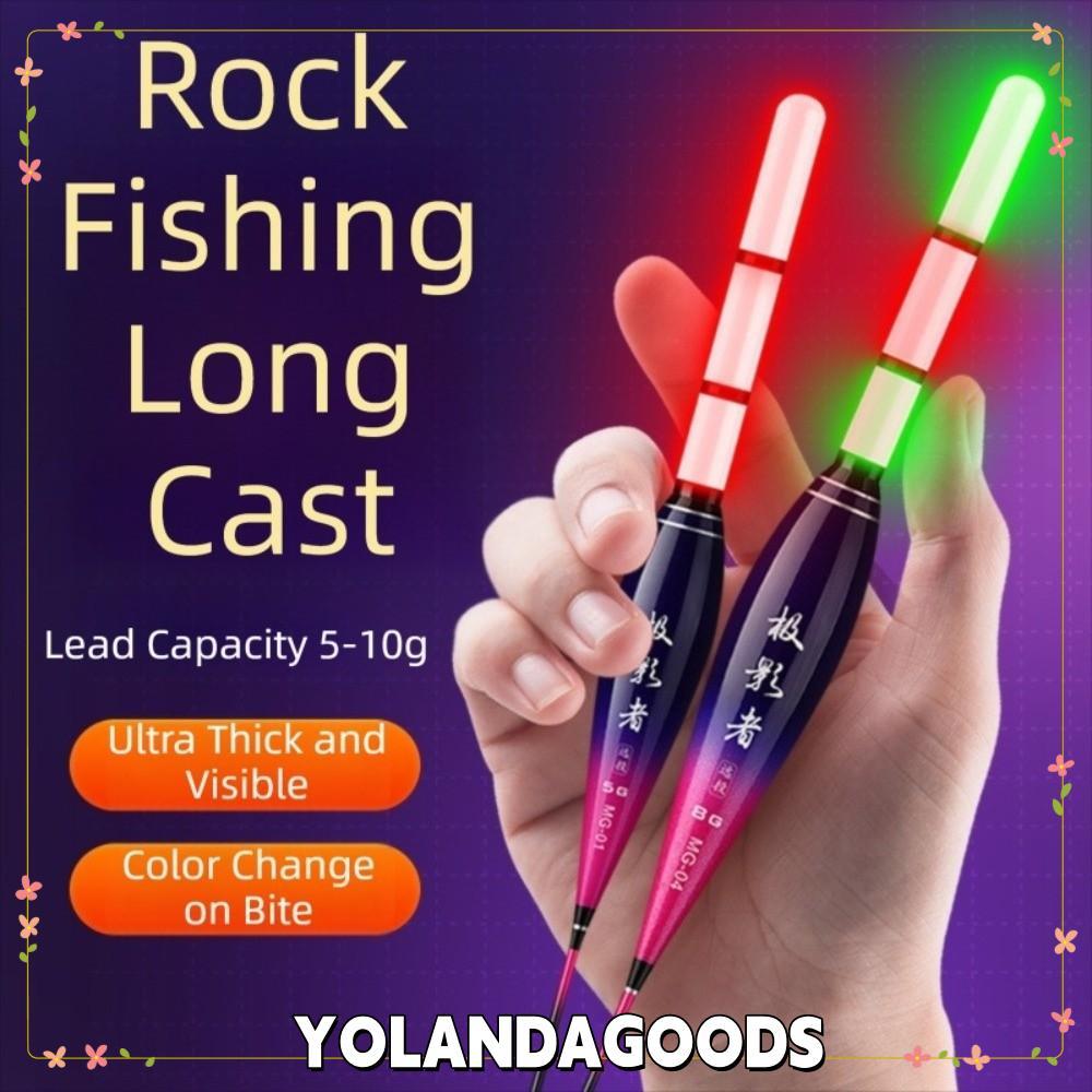YOLANDAGOODS1 ลอยตกปลาอิเล็กทรอนิกส์, ทุ่นไฟกระพริบ Strike Light Float, Gravity Sensor กัดและเปลี่ยนสี Slip Drift Tube Bobbers หางสั้น