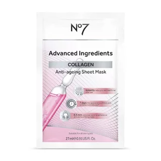 No7 Advanced Ingredients Collagen Anti-Ageing Sheet Mask 27 ML. นัมเบอร์เซเว่น ชีท มาส์ก