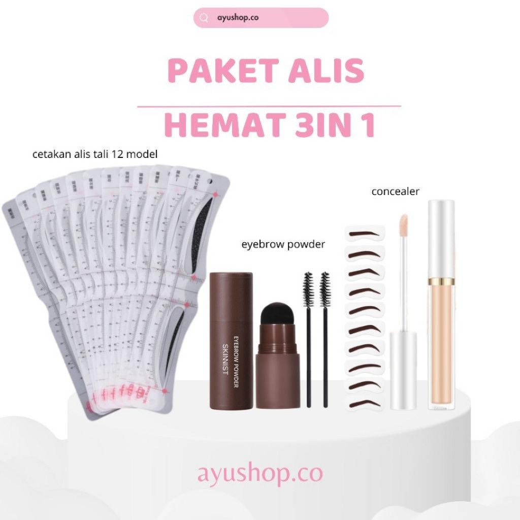 (BPOM SKINNIST) 3in1 Eyebrow Powder Package PN-01 - 3in1 Eyebrow Powder Package (แป้งเขียนคิ้ว, แม่พ
