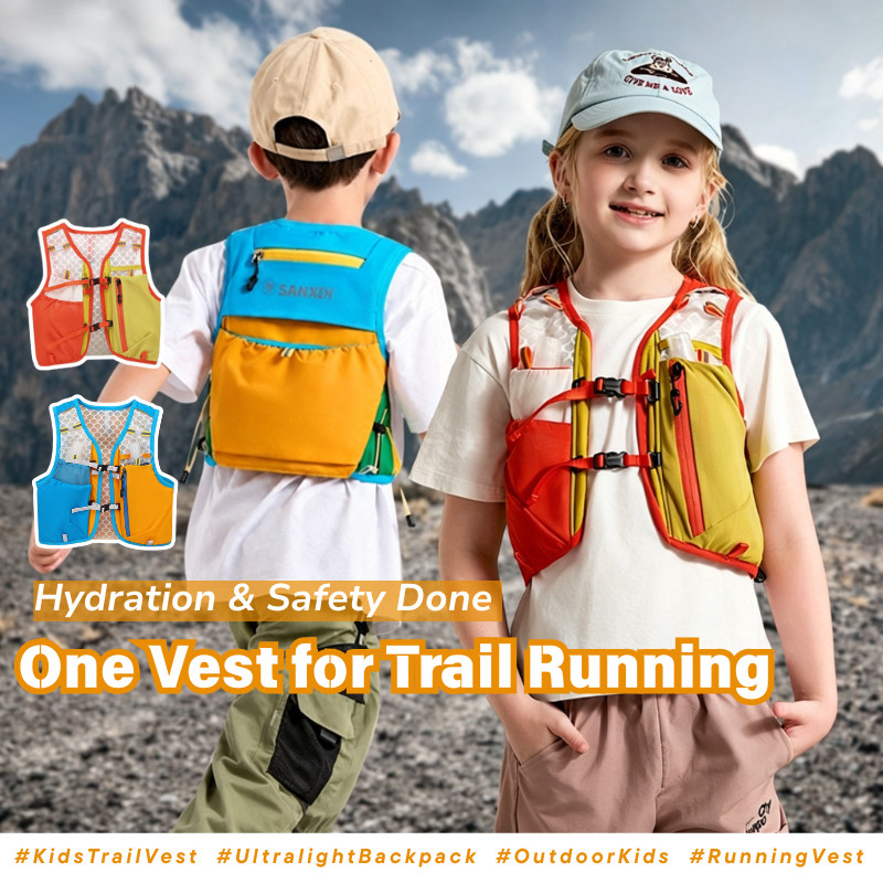 Kids Outdoor Vest Backpack Ultralight 150g Multi-Pocket Hydration Hiking Climbing Trail Running Active