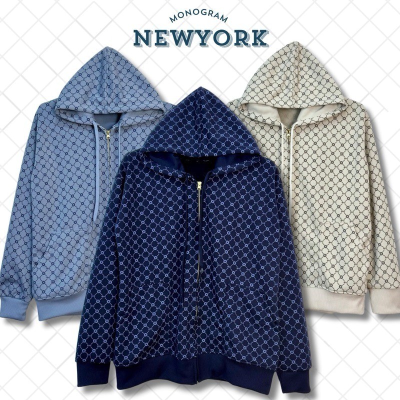 NewYork 2026 [G] พิมพ์ลาย ลิมิเต็ด เสื้อแขนยาว เสื้อกันหนาว มีฮู้ด รุ่นโมโนแกรม