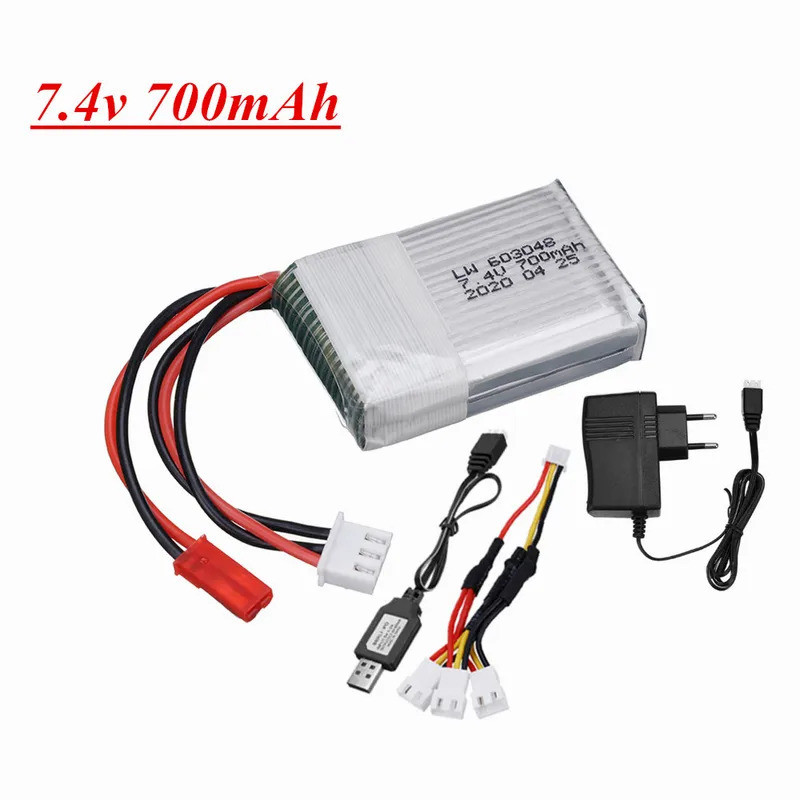 แบตเตอรี่ 7.4V สําหรับ MJXRC X600 F46 X601H JXD391V เครื่องบิน 603048 7.4V 700mAh 2S แบตเตอรี่ Lipo 