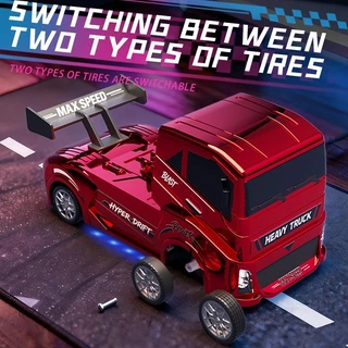 1:24 4WD RC Drift รถบรรทุกรุ่นรถ 20 กม./ชม.ความเร็วสูง 2.4G รีโมทคอนโทรลรถแข่งพร้อมไฟ LED ของเล่นเด็ก