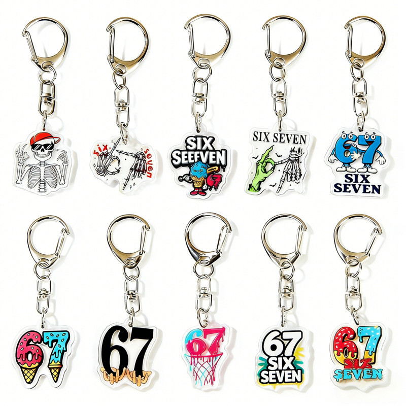 Zhenyi Cool Skull Gesture Six67 Bone Sense Code พวงกุญแจอะคริลิค